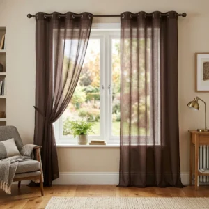 Espresso Brown Sheer Panel Curtains