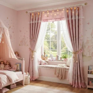 Fairy Tale Pink Kids Room Curtains