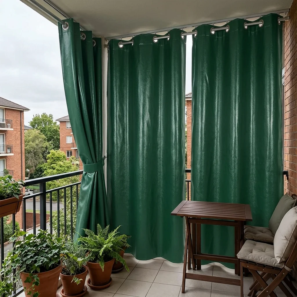 Forest Green PVC Balcony Curtains
