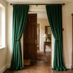 Forest Green Velvet Door Curtains