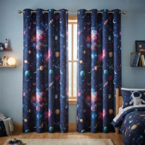 Galaxy Print Blackout Kids Room Curtains