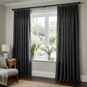 Graphite Black Pinch Pleat Curtains