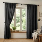 Graphite Black Rod Pocket Curtains