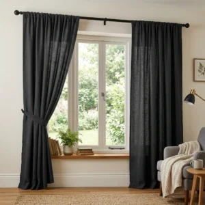 Graphite Black Rod Pocket Curtains