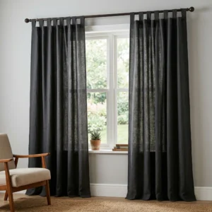 Graphite Black Tab Top Curtains