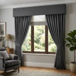 Graphite Pelmet Curtains