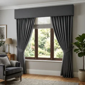 Graphite Pelmet Curtains