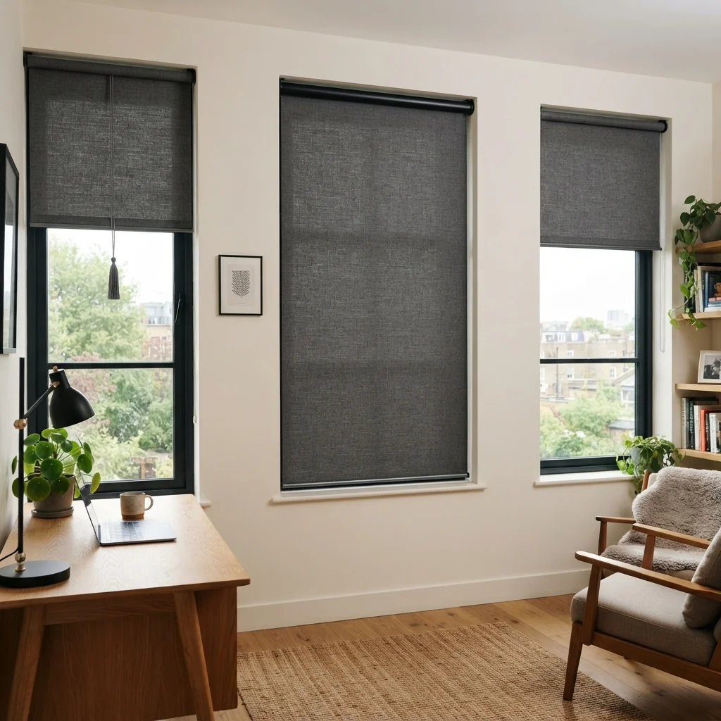 Graphite Roll Up Curtains