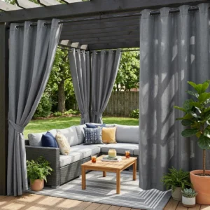 Grey Outdoor Privacy Curtains