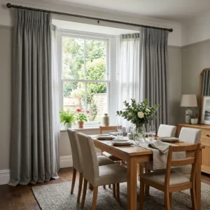 Grey Pencil Pleat Dining Room Curtains