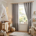 Grey Star Print kids Room Curtains Abu Dhabi