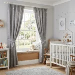Grey Star Print kids Room Curtains Abu Dhabi