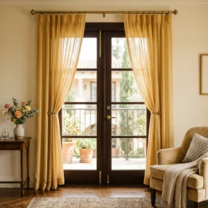 Honey Yellow Sheer Panel Curtains