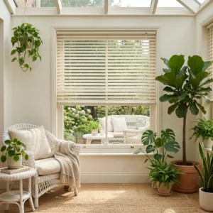 Ivory Aluminum Blind Cordless Tilt
