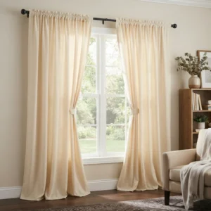 Ivory Cream Rod Pocket Curtains