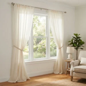 Ivory Cream Sheer Panel Curtains