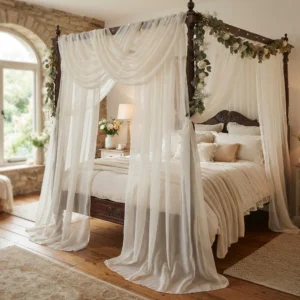 Ivory Organza Canopy Curtains