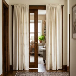 Ivory Rod Pocket Door Curtains