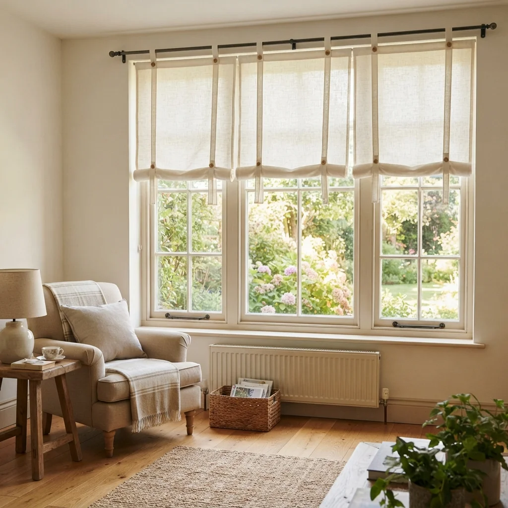 Ivory Roll Up Curtains - Image 2