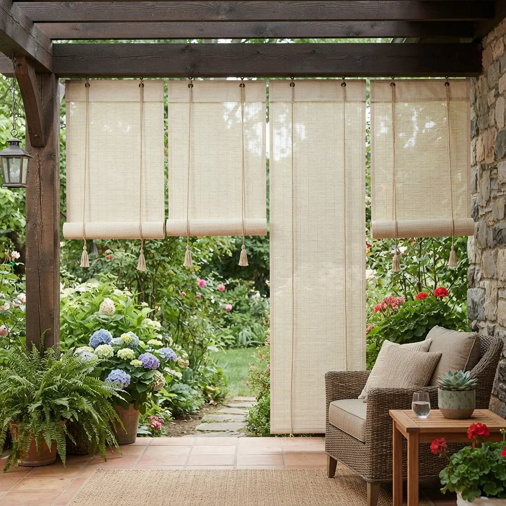 Ivory Roll Up Curtains - Image 4
