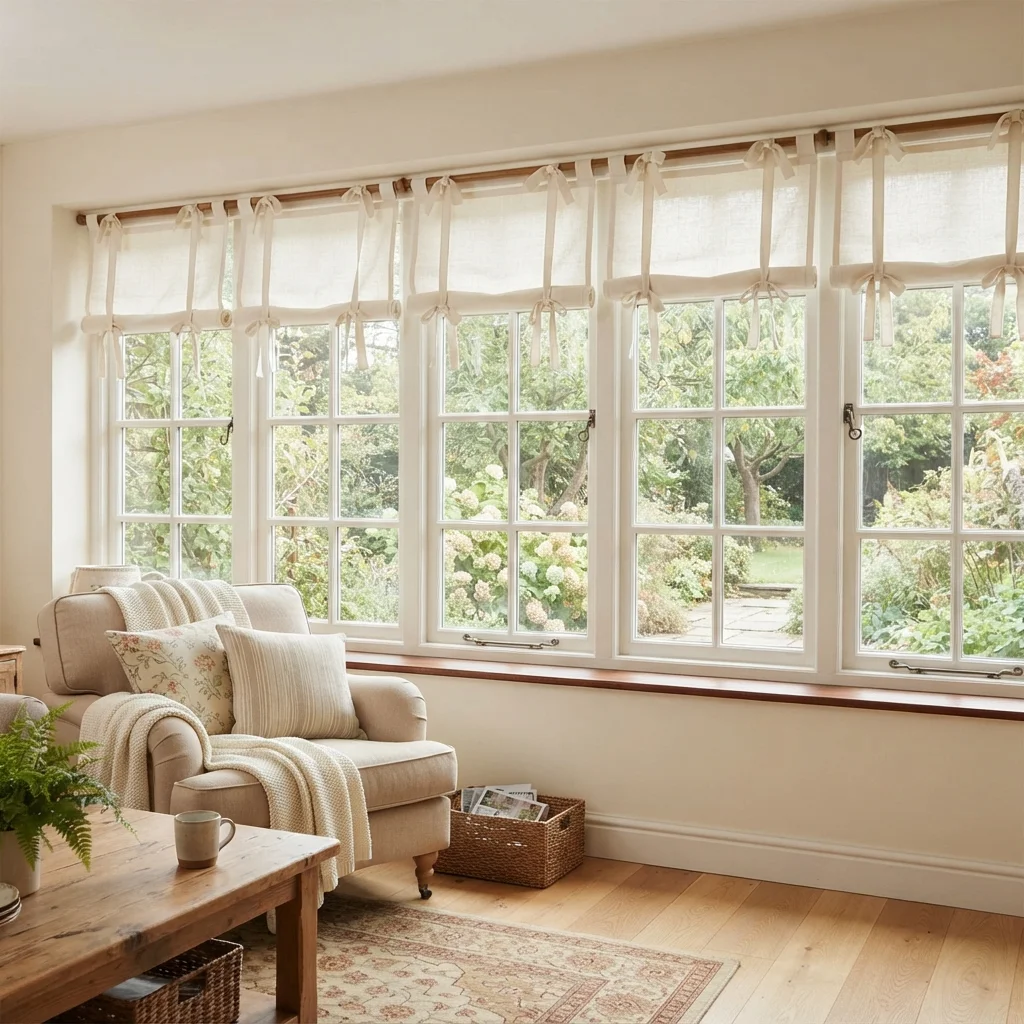 Ivory Roll Up Curtains