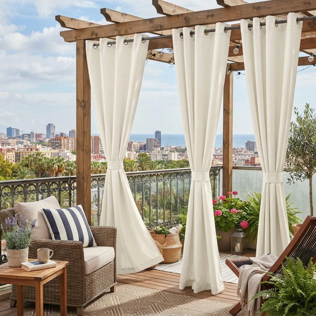 Ivory Weather-Resistant Balcony Curtains
