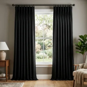 Jet Black Goblet Pleat Curtains