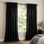 Jet Black Rod Pocket Curtains