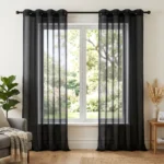 Jet Black Sheer Panel Curtains