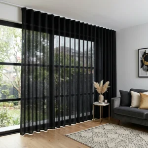 Jet Black Wave (S-Fold) Curtains