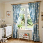Light Blue Cloud Print Kids Room Curtains Abu Dhabi