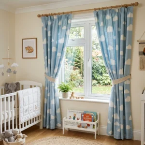 Light Blue Cloud Print Kids Room Curtains Abu Dhabi