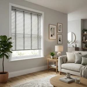 Light Grey Wooden Blinds Abu Dhabi