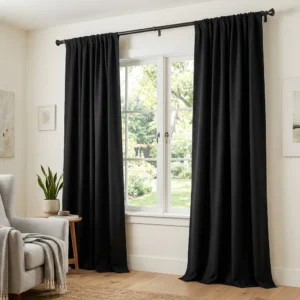 Matte Black Rod Pocket Curtains
