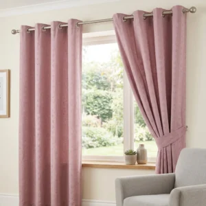 Mauve Pink Eyelet Curtains