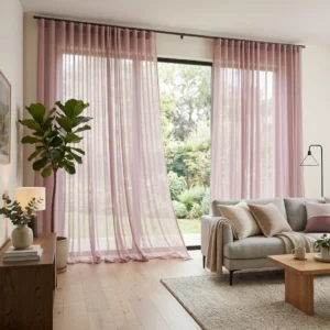 Mauve Pink Sheer Panel Curtains