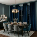 Midnight Blue Dining Room Curtains