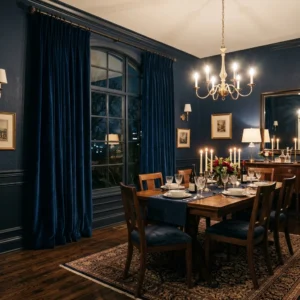 Midnight Blue Dining Room Curtains