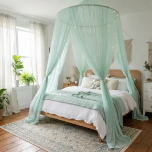 Mint Green Sheer Canopy Curtains