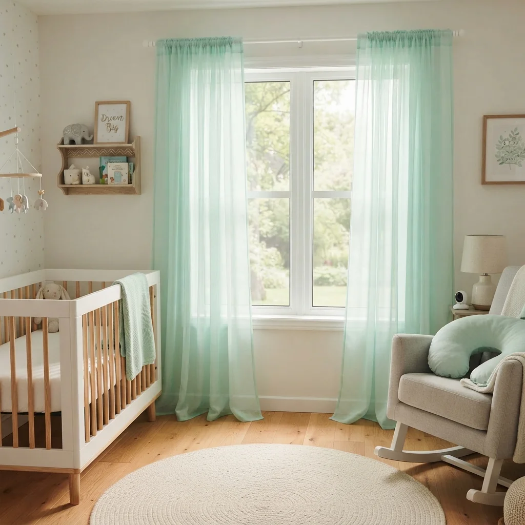 Mint Green Sheer Nursery Curtains