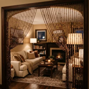 Mocha Brown Beaded Curtains