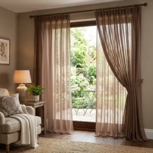 Mocha Brown Chiffon Curtains
