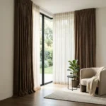 Mocha Brown Double Curtains