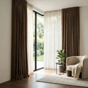 Mocha Brown Double Curtains