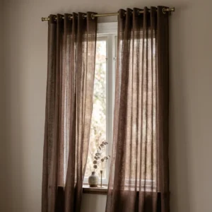 Mocha Brown Sheer Panel Curtains