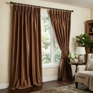 Mocha Brown Silk Curtains