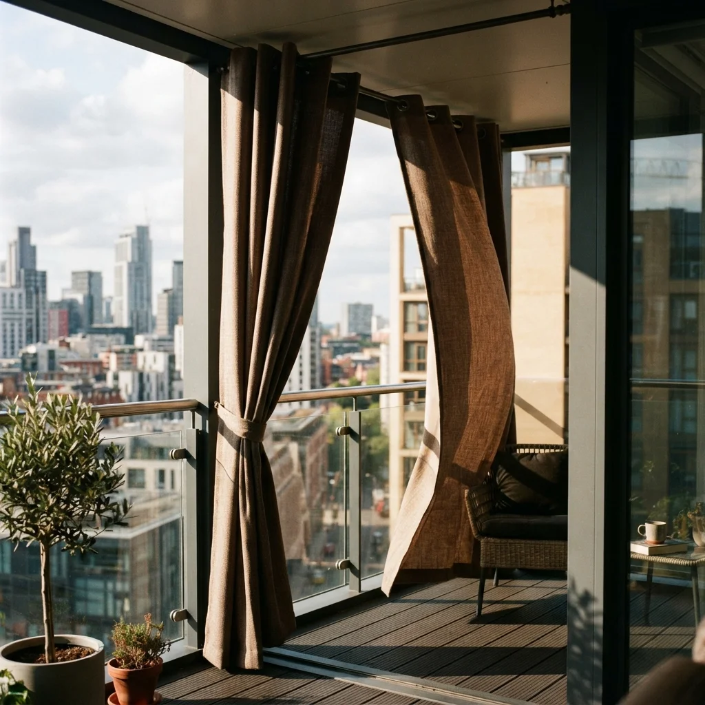 Mocha Brown Sun-Block Balcony Curtains