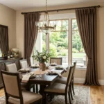 Mocha Pinch Pleat Dining Room Curtains