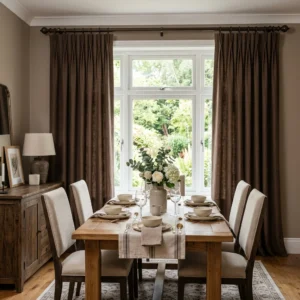 Mocha Pinch Pleat Dining Room Curtains