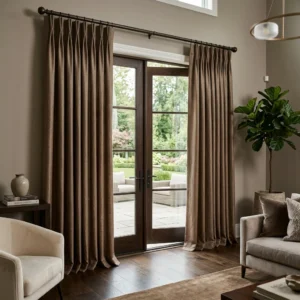Mocha Pinch Pleat Door Curtains